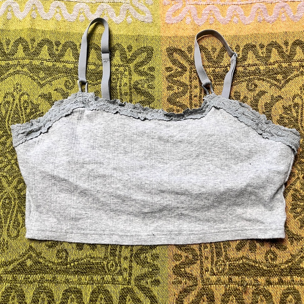 Aerie Gray Lace Trim Bralette